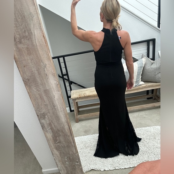 Windsor Black High Neck Gown with lace detail prom wedding black tie event M - Picture 6 of 16